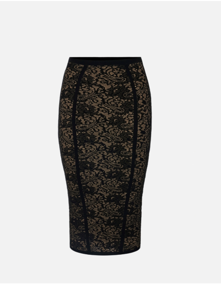 Elisabetta Franchi black lace midi skirt