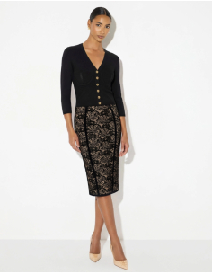 Elisabetta Franchi black lace midi skirt 2