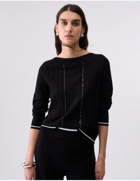 Liu Jo pull femme en maille avec bordures contrastées