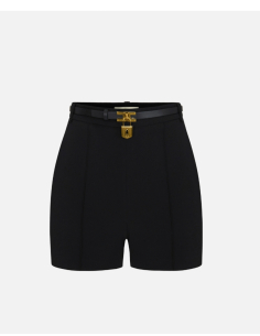 Elisabetta Franchi black lightweight crepe shorts with belt