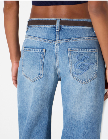 Elisabetta Franchi elegant palazzo jeans with belt