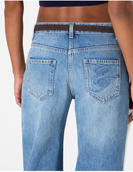 Elisabetta Franchi elegant palazzo jeans with belt