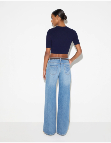 Elisabetta Franchi vintage blue palazzo jeans with belt