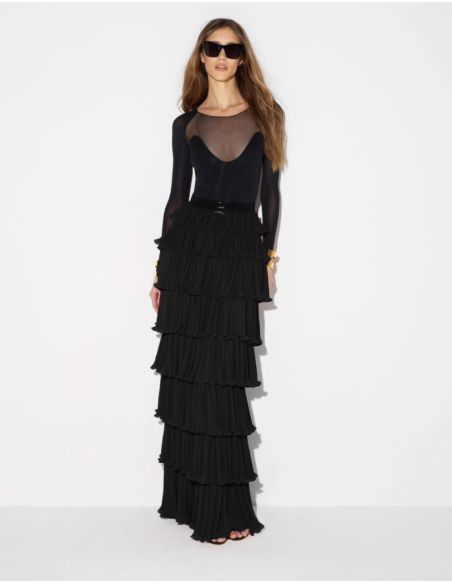 Elisabetta Franchi body noir à manches longues