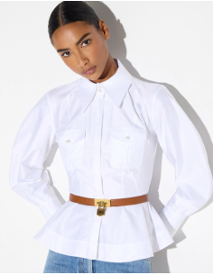 Elisabetta Franchi white women’s ruffle shirt