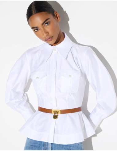 Elisabetta Franchi white women’s ruffle shirt