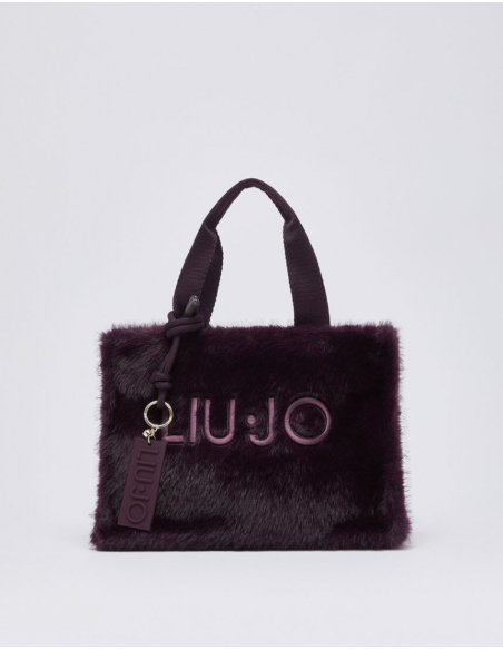 Liu Jo small teddy tote bag in aubergine
