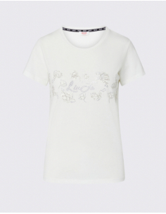 Liu Jo T-shirt blanc en coton avec strass
