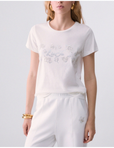 Liu Jo T-shirt blanc en coton avec strass 2