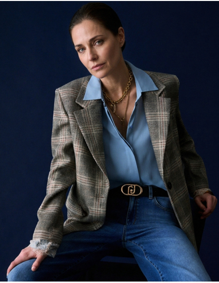 Liu Jo blazer long à carreaux beiges