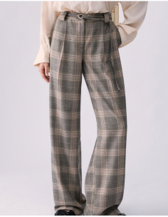 Liu Jo pantalon palazzo à carreaux beiges avec ceinture 2