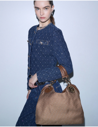 Liu Jo monogram jacquard handbag in beige