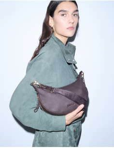 Liu Jo small brown hobo bag with nubuck effect 2
