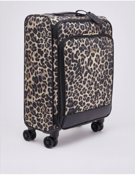 Liu Jo black leopard print cabin suitcase