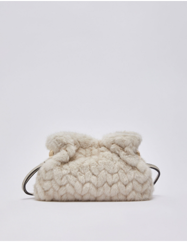 Liu Jo small Riccy cream faux fur bag