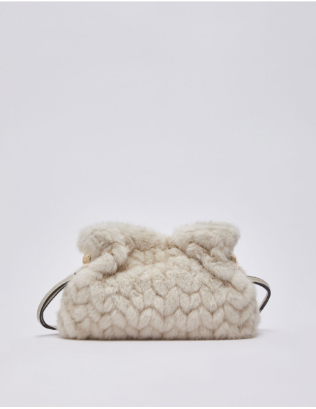 Liu Jo small Riccy cream faux fur bag