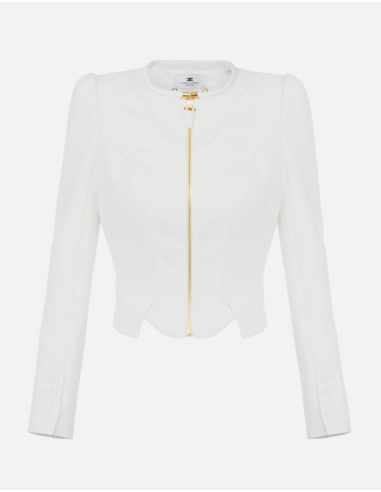 Elisabetta Franchi veste ivoire en double crêpe et satin