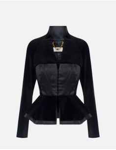 Elisabetta Franchi black velvet jacket with gazar bodice