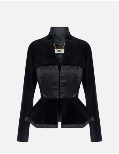 Elisabetta Franchi veste femme noire en velours et gazar