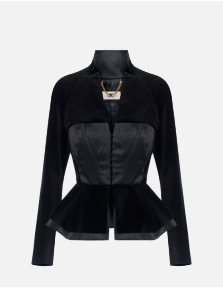 Elisabetta Franchi veste femme noire en velours et gazar
