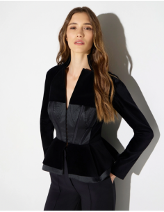 Elisabetta Franchi black velvet jacket with gazar bodice 2