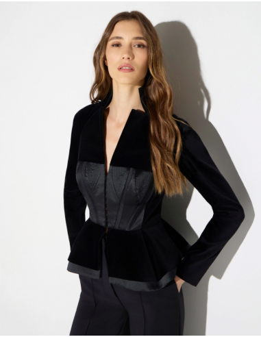 ELISABETTA FRANCHI Black Velvet Jacket - GI259