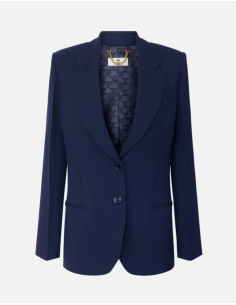 Elisabetta Franchi navy blue women’s fluid gabardine jacket