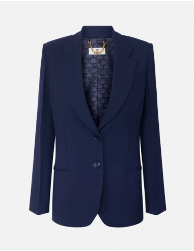 Elisabetta Franchi navy blue women’s fluid gabardine jacket