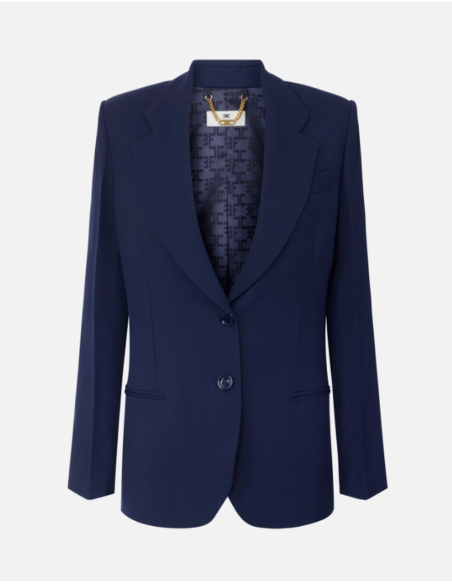 Elisabetta Franchi navy blue women’s fluid gabardine jacket
