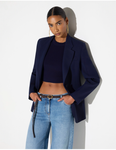 Elisabetta Franchi navy blue women’s blazer with structured shoulders