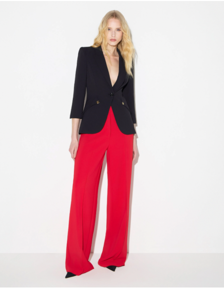 Elisabetta Franchi veste femme noire avec manches ¾ satinées