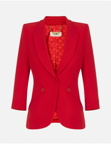 Elisabetta Franchi veste femme rouge avec détails logo dorés