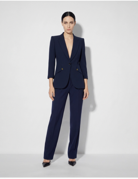 Elisabetta Franchi Veste en Crêpe et Satin Blue Nuit GI275