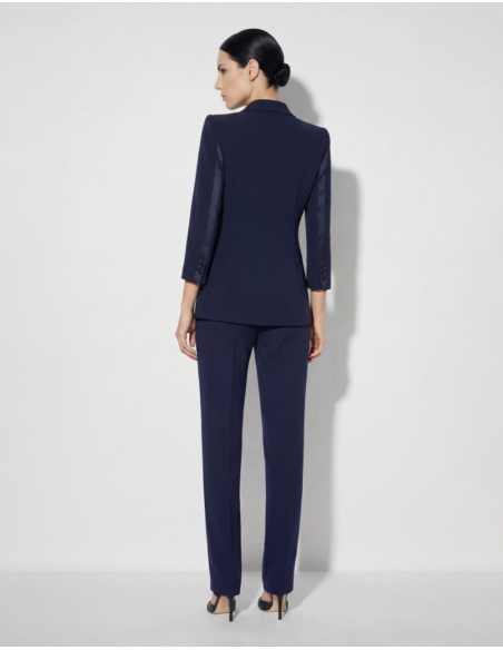 Elisabetta Franchi blazer bleu nuit avec revers en pointe
