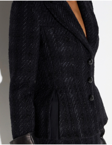 Elisabetta Franchi black tweed slim fit jacket
