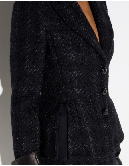 Elisabetta Franchi black tweed slim fit jacket