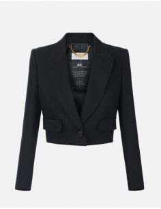 Elisabetta Franchi black cropped wool jacket for women