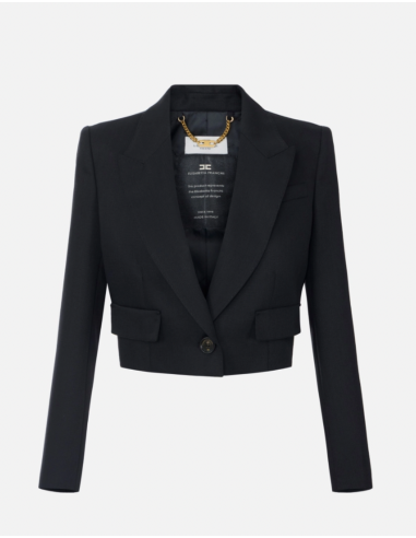 Elisabetta Franchi black cropped wool jacket for women