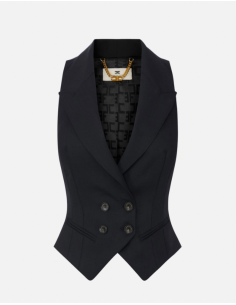 Elisabetta Franchi black vest with double-breasted closure and logo buttons