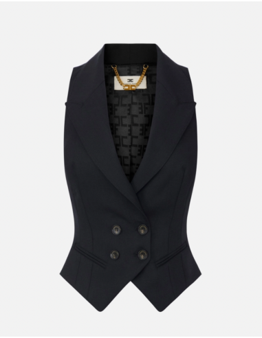 Elisabetta Franchi black vest with double-breasted closure and logo buttons