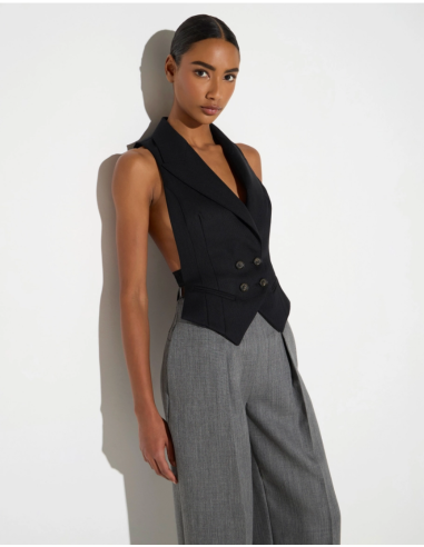 Black fitted wool vest for women Elisabetta Franchi
