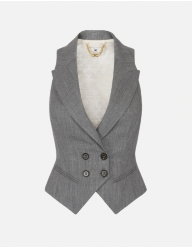 Elisabetta Franchi grey melange women’s wool lettering vest