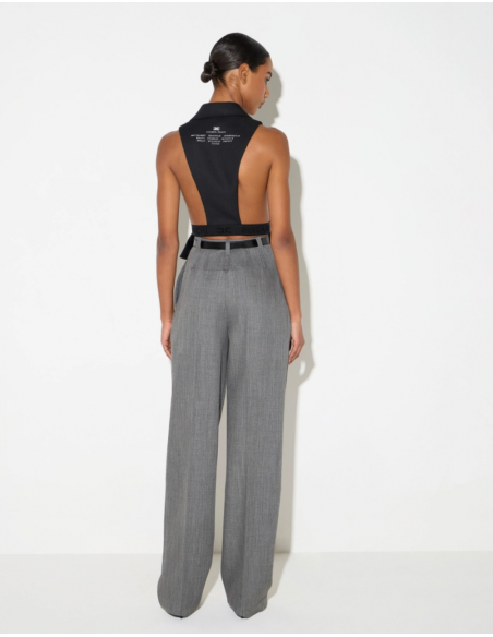 Black women’s wool vest with branded elastic at the back Elisabetta Franchi