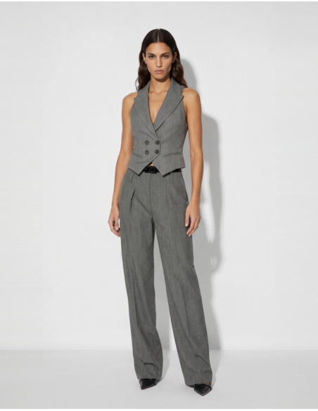 Grey melange virgin wool lettering vest Elisabetta Franchi
