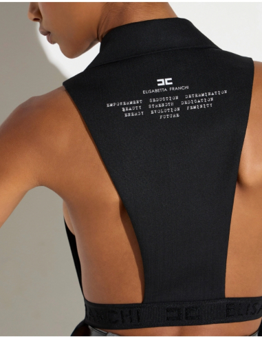 Elisabetta Franchi black women’s wool lettering vest