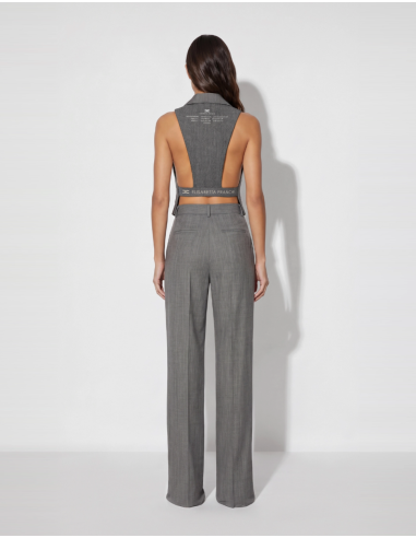 Grey women’s wool vest with branded elastic at the back Elisabetta Franchi