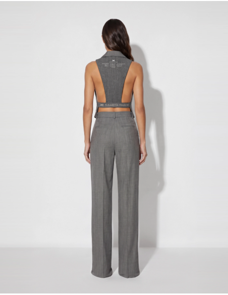 Grey women’s wool vest with branded elastic at the back Elisabetta Franchi