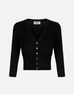 Cardigan femme noir en tricot bustier Elisabetta Franchi