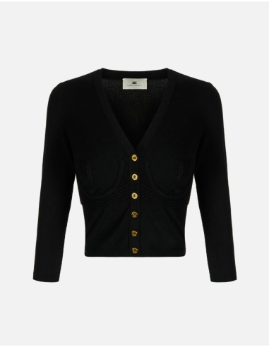 Cardigan femme noir en tricot bustier Elisabetta Franchi