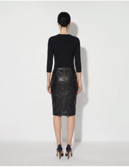 Black women’s cardigan with bustier-inspired details